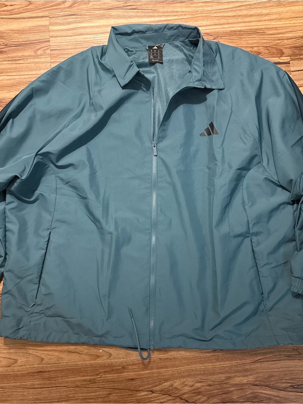 adidas Men's Teal Zip-Up Windbreaker Jacket